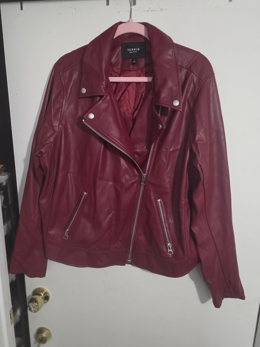 torrid Size 3 Burgundy Faux Leather Moto Jacket